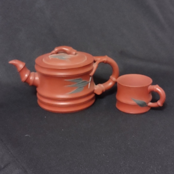 Vintage Collectable Chinese Yixing Zisha Pottery Red Clay Teapot and Tea Cup - Picture 1 of 7